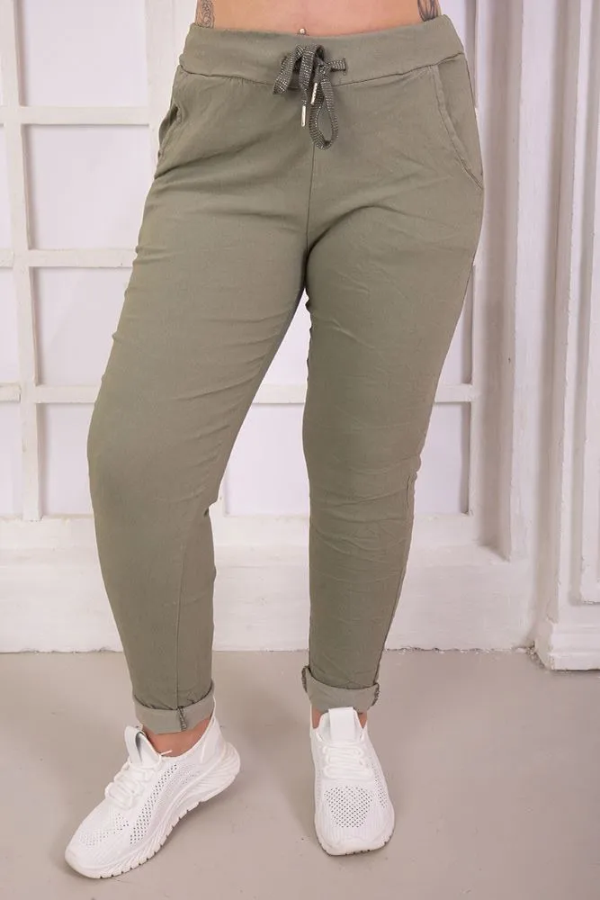 Plain Glitter Drawstring Trouser