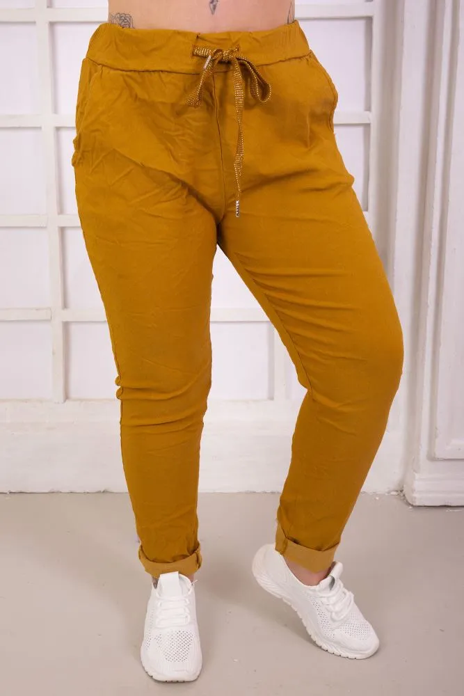 Plain Glitter Drawstring Trouser