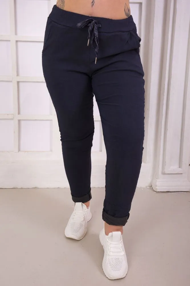 Plain Glitter Drawstring Trouser
