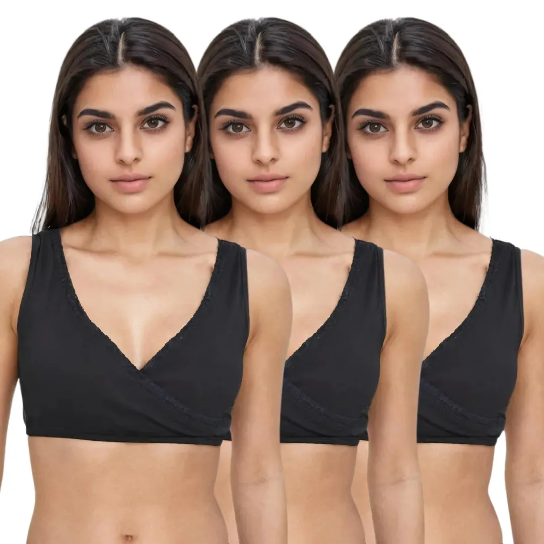 Plunge Bra | Cross Over Neckline | Medium Coverage | U Back | Pack Of 3