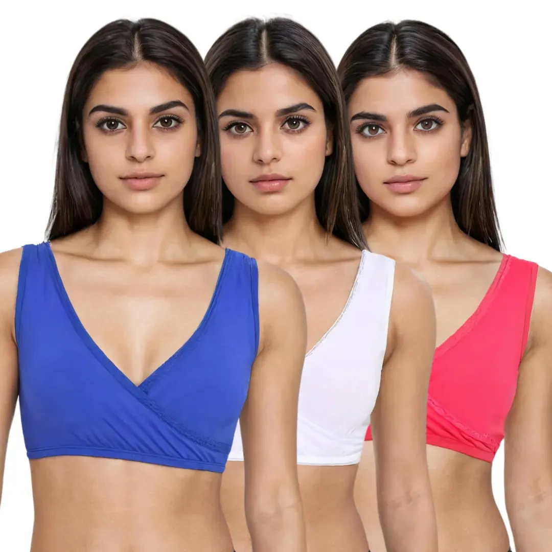 Plunge Bra | Cross Over Neckline | Medium Coverage | U Back | Pack Of 3