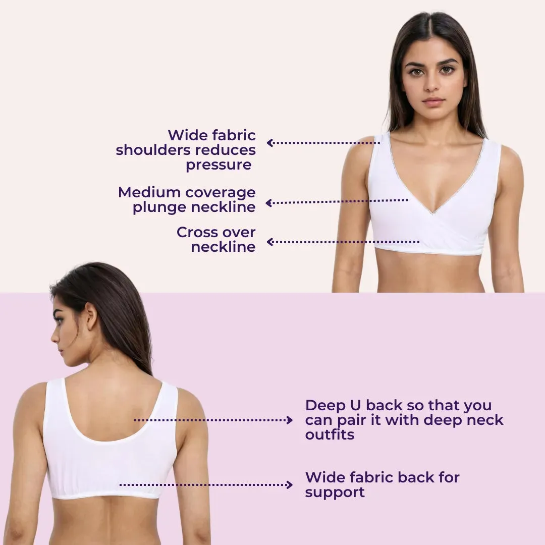 Plunge Bra | Cross Over Neckline | Medium Coverage | U Back | Pack Of 3