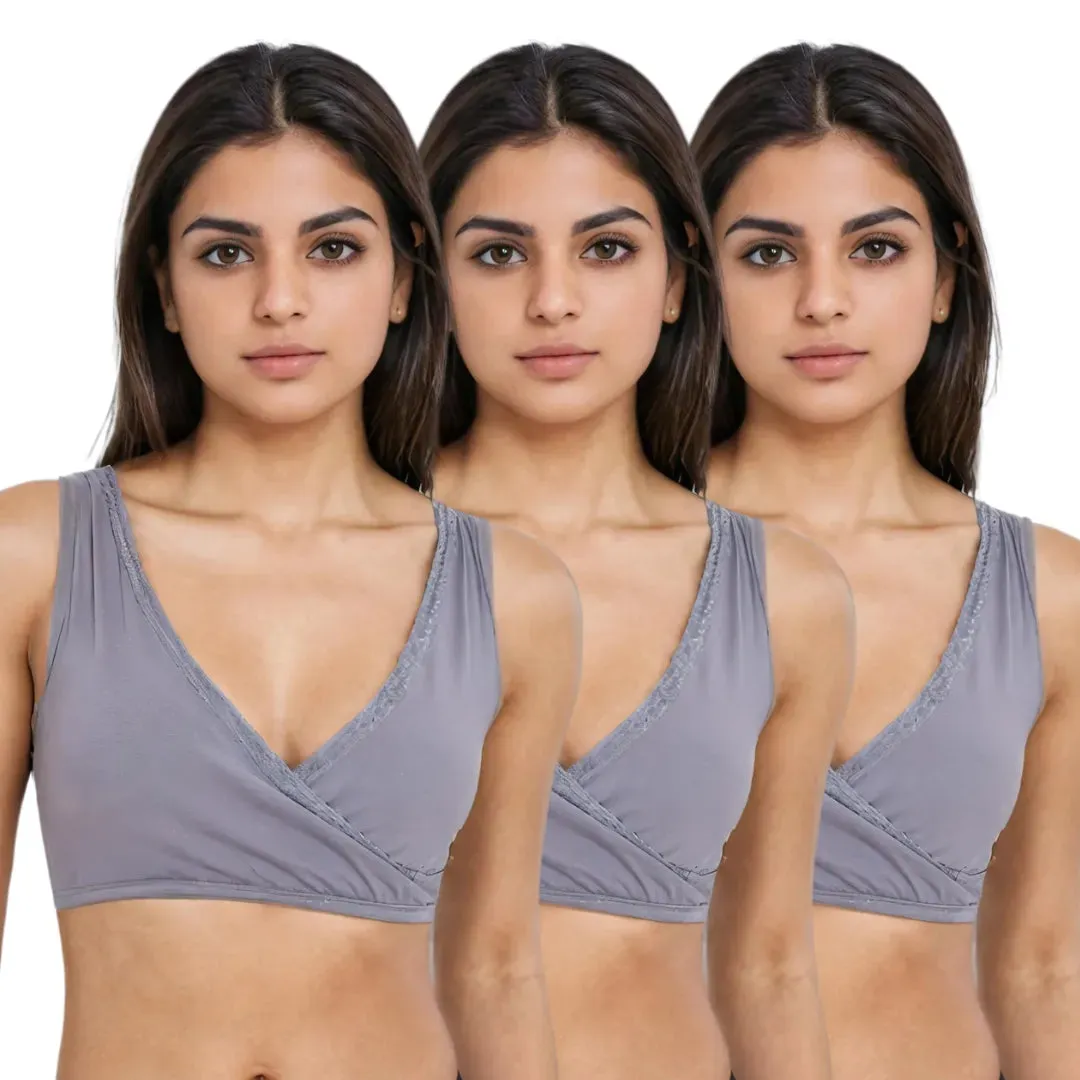 Plunge Bra | Cross Over Neckline | Medium Coverage | U Back | Pack Of 3