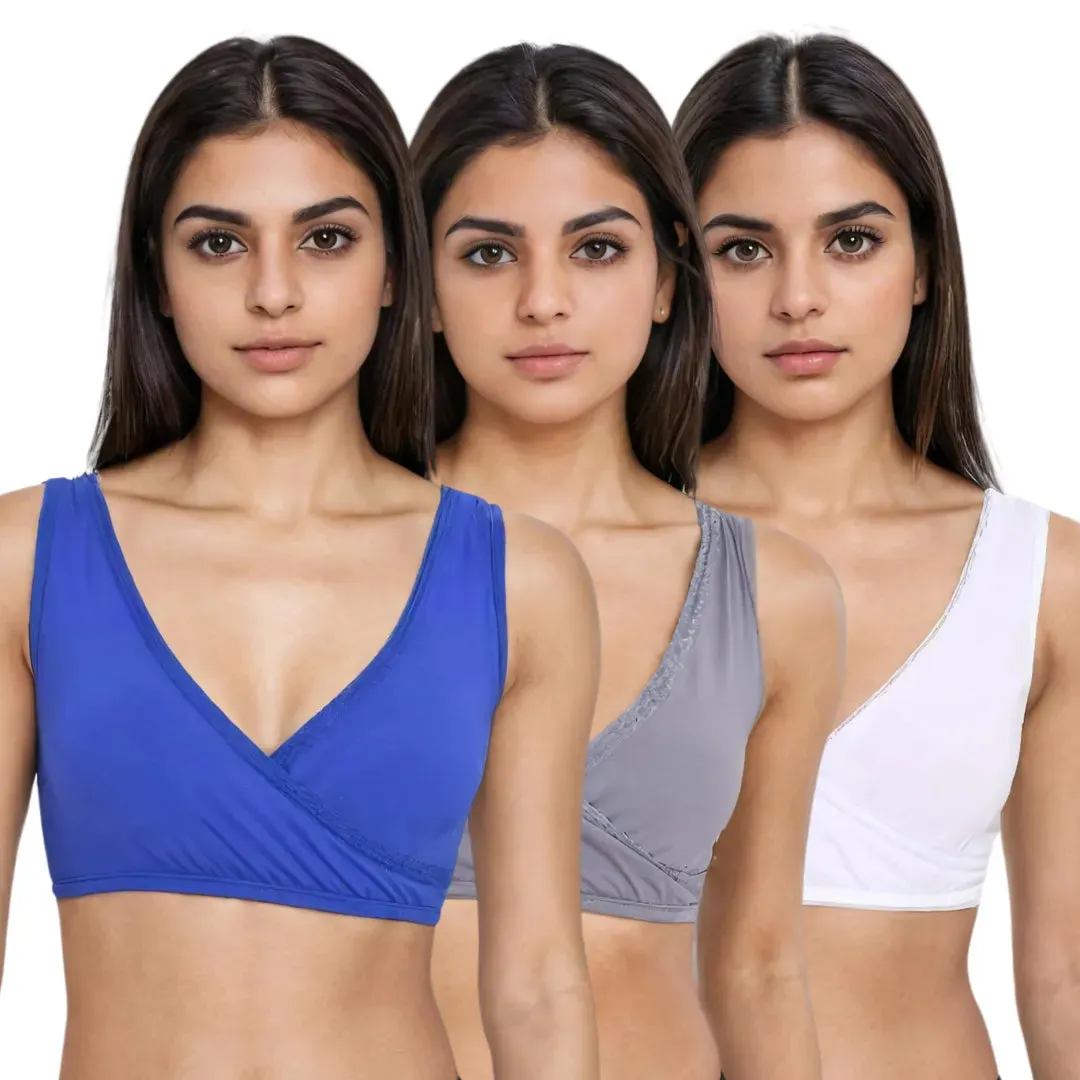 Plunge Bra | Cross Over Neckline | Medium Coverage | U Back | Pack Of 3