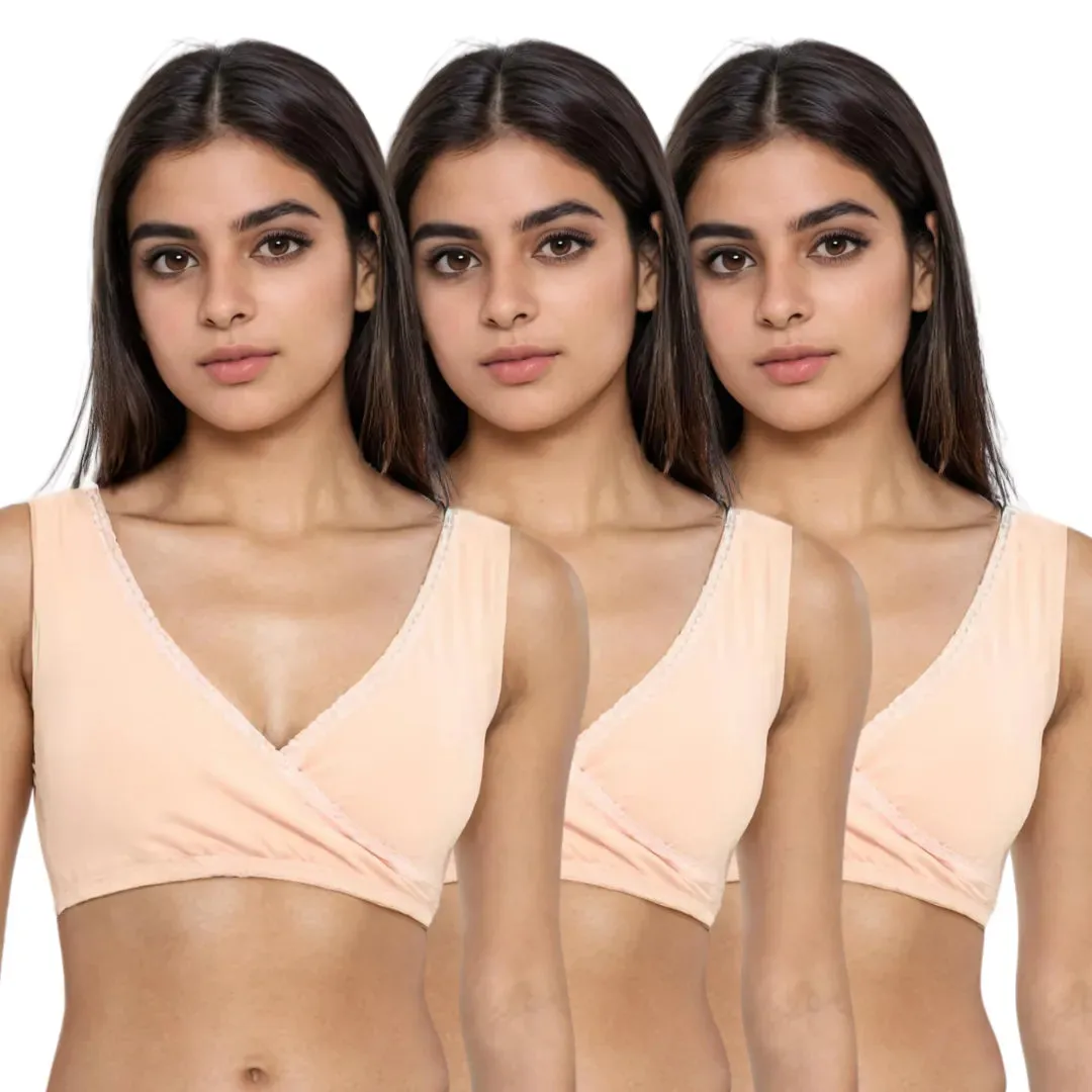 Plunge Bra | Cross Over Neckline | Medium Coverage | U Back | Pack Of 3