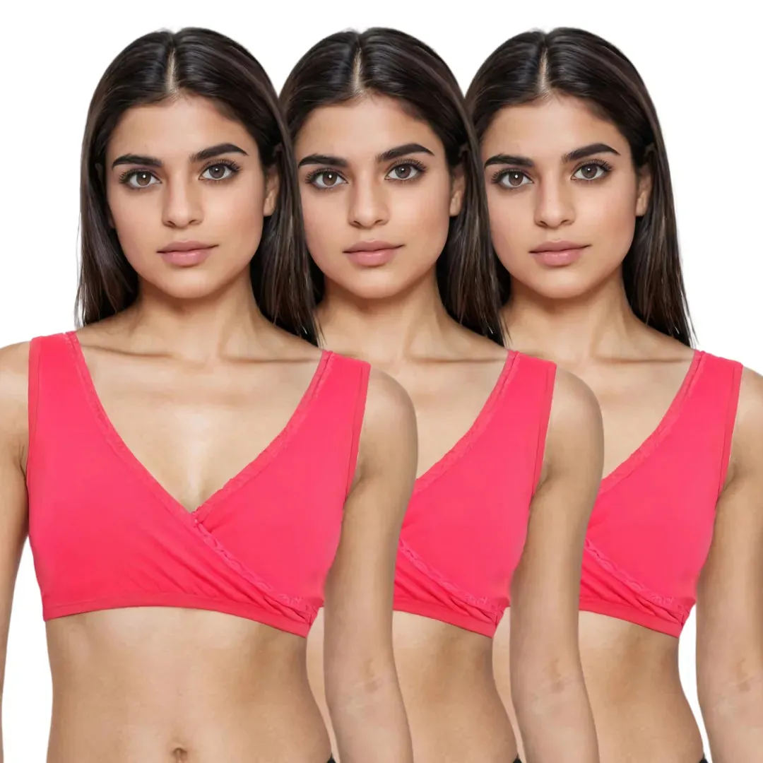 Plunge Bra | Cross Over Neckline | Medium Coverage | U Back | Pack Of 3