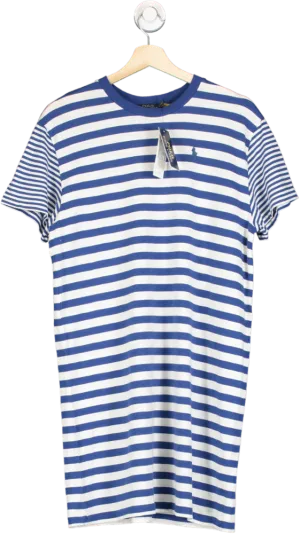 Polo Ralph Lauren Blue Striped Embroidered Polo Pony Logo T-Shirt Dress UK XL