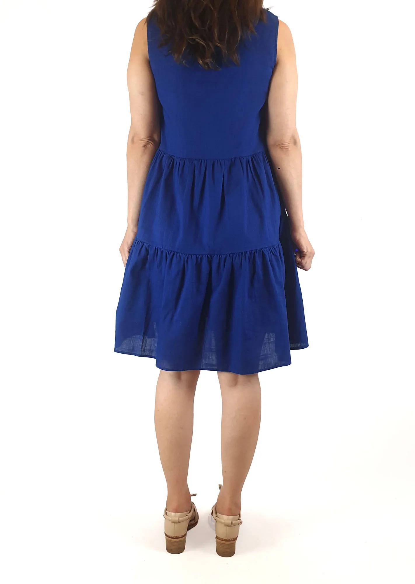 Princess Highway blue 100% cotton sleeveless oversize tiered dress size 6 (fits sizes 6-8)