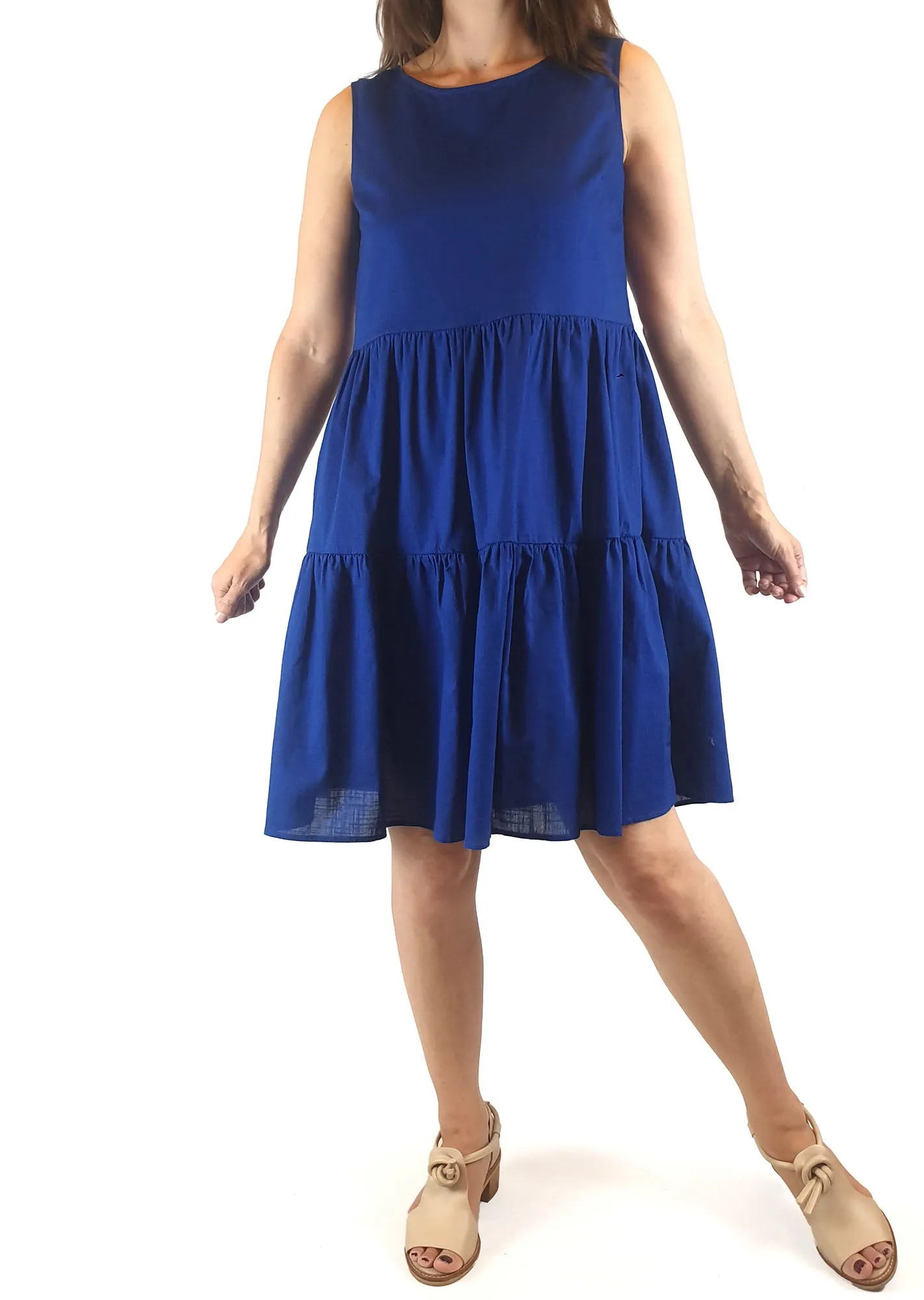 Princess Highway blue 100% cotton sleeveless oversize tiered dress size 6 (fits sizes 6-8)