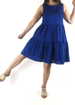 Princess Highway blue 100% cotton sleeveless oversize tiered dress size 6 (fits sizes 6-8)