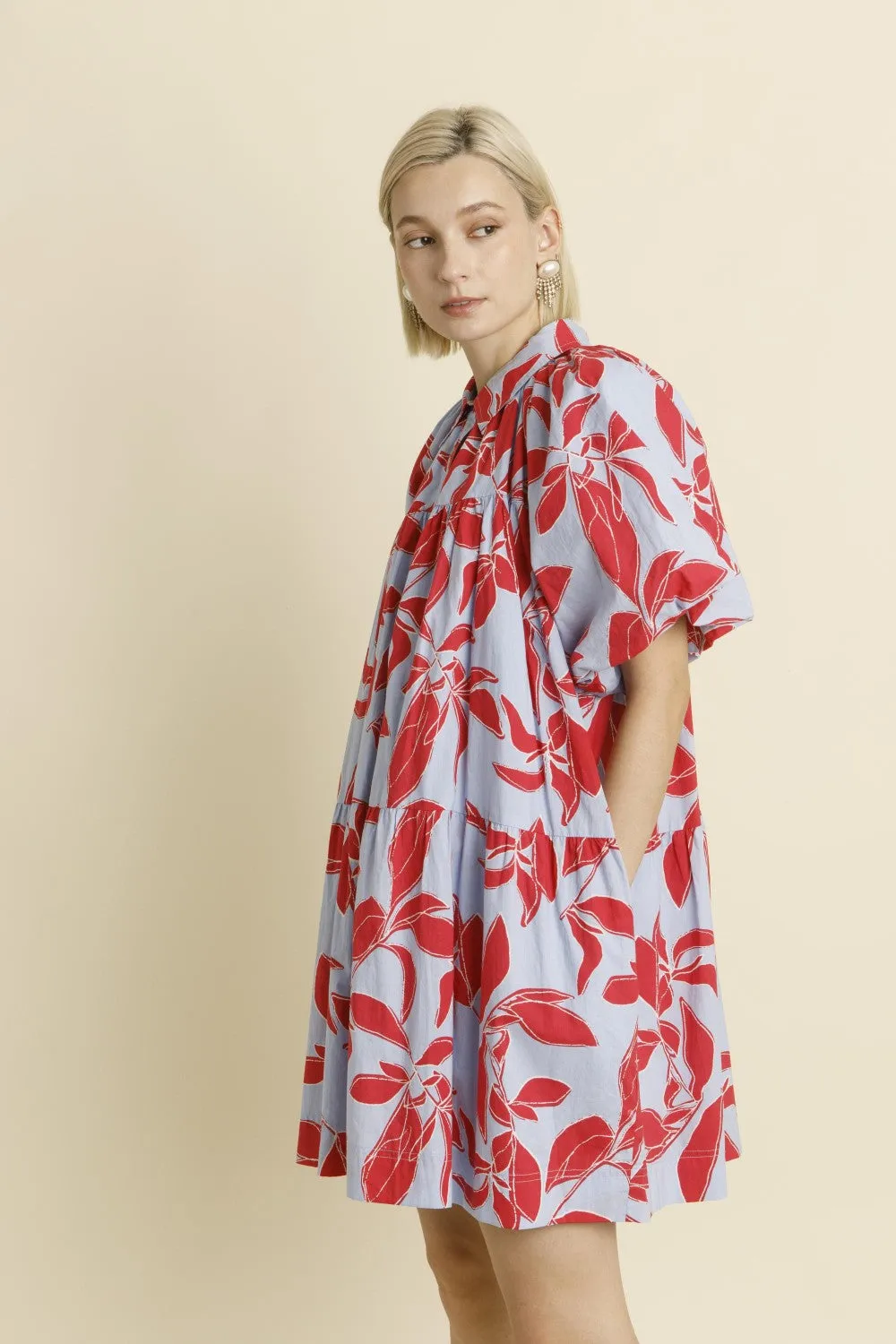 PRINTED MINI SHIRT DRESS