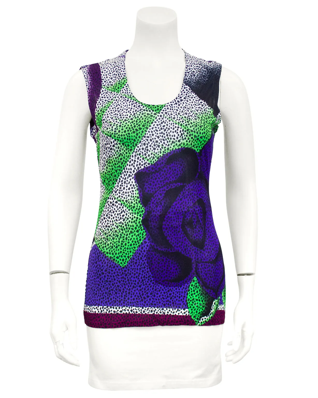 Purple and Green Animal Print Tank Top with Rose