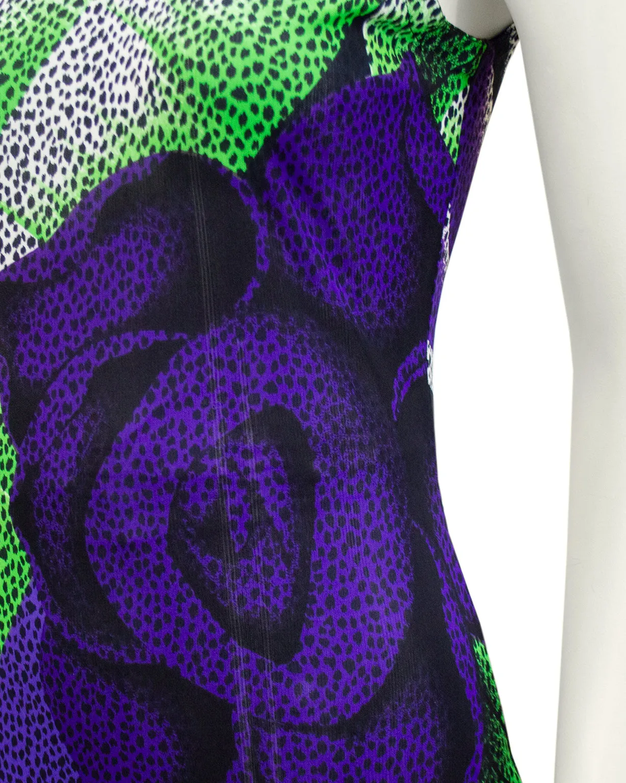 Purple and Green Animal Print Tank Top with Rose