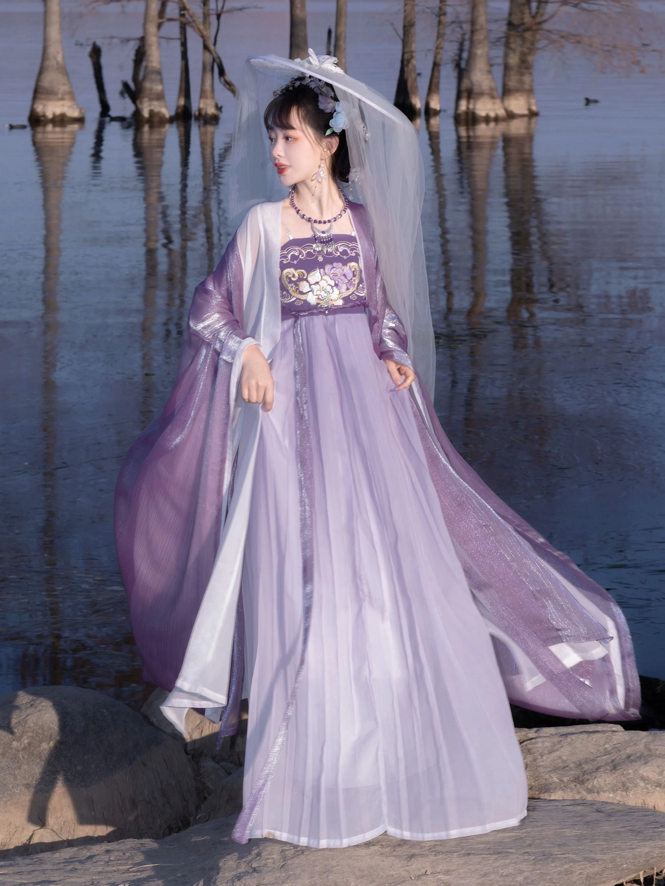 Purple Double Layer Large Sleeve Hanfu UB98163