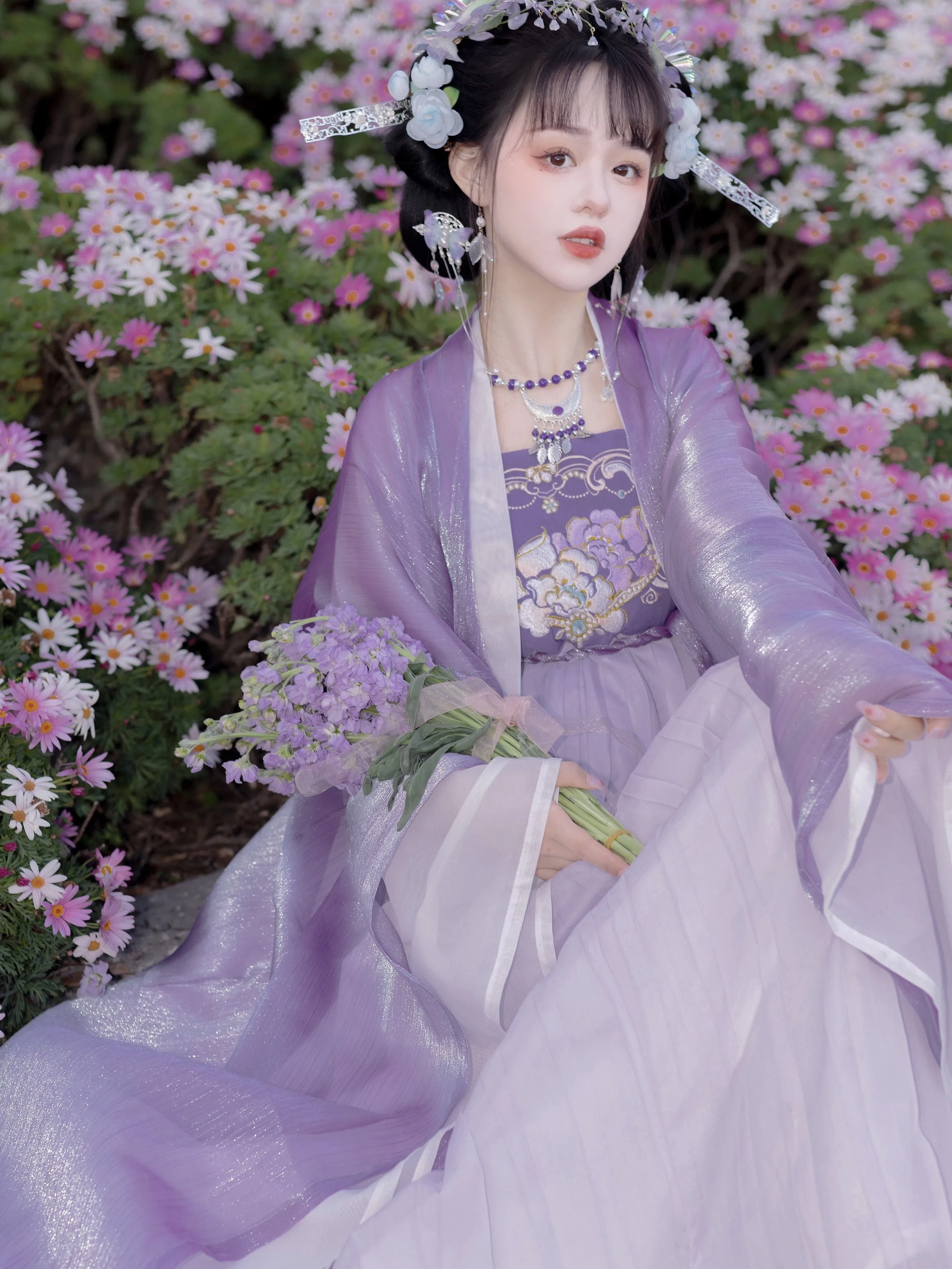 Purple Double Layer Large Sleeve Hanfu UB98163