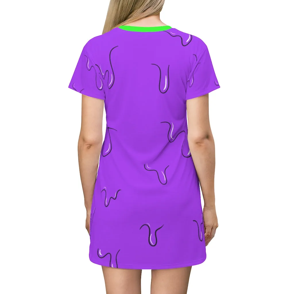 Purple Zombie Pop Art All Over Print T-Shirt Dress