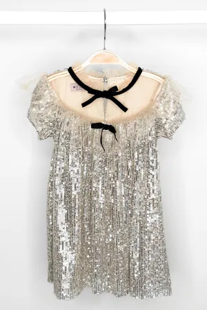 "Trixie" Champagne Sequin Tulle Dress