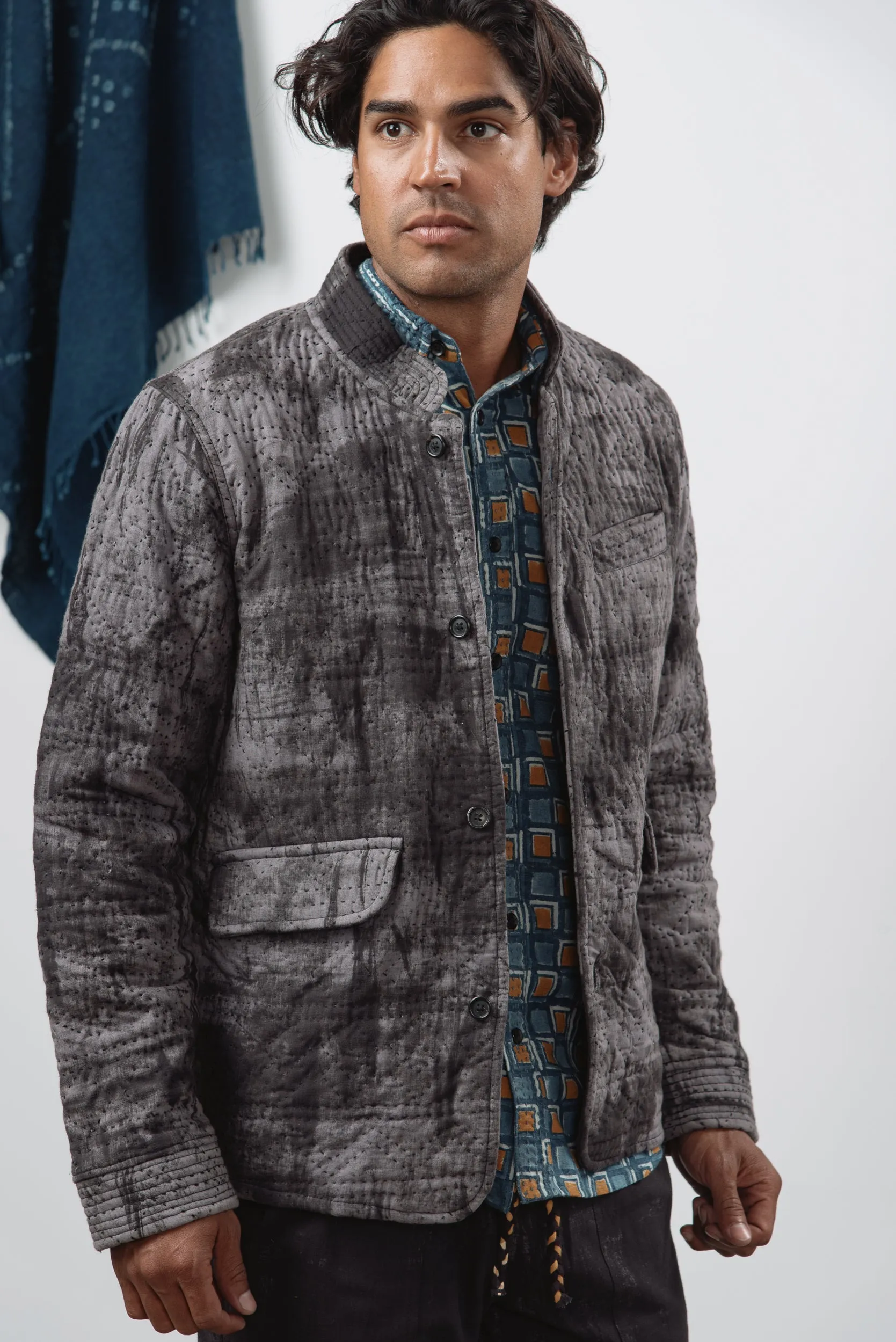 Raj Nehru Jacket in Quilted Potai