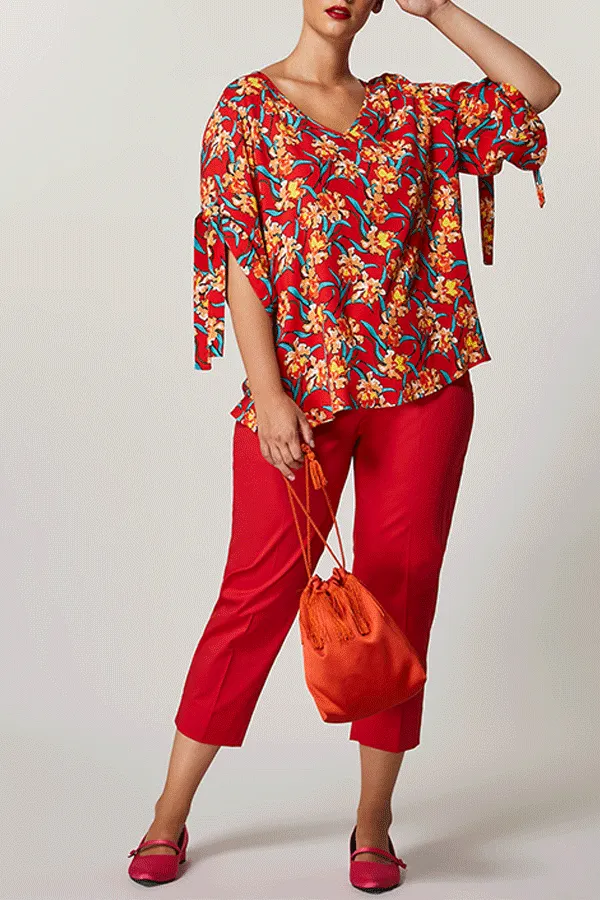 RECITA STRETCH SATIN CROPPED TROUSERS