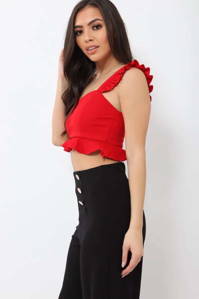 Red Frill Crop Top - Reta