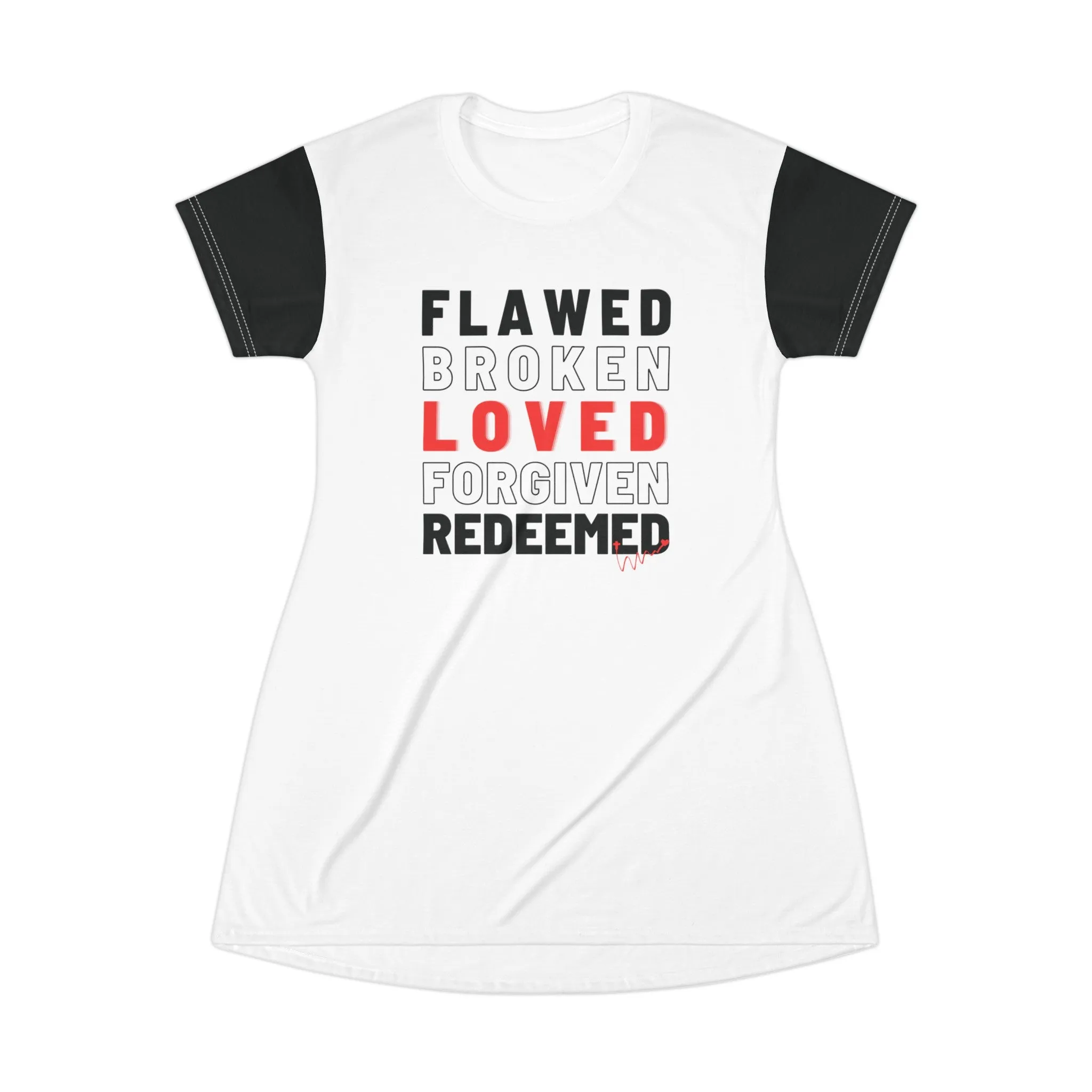Redeemed T-Shirt Dress - White/Black