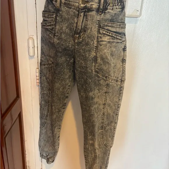 Retrofête jeans myla pant stone wash denim acid bottoms cropped trousers joggers