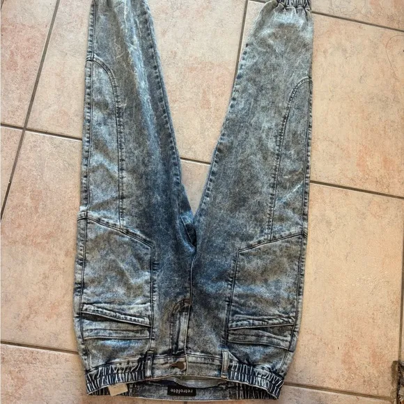 Retrofête jeans myla pant stone wash denim acid bottoms cropped trousers joggers