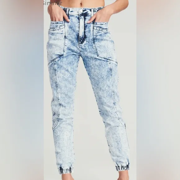 Retrofête jeans myla pant stone wash denim acid bottoms cropped trousers joggers