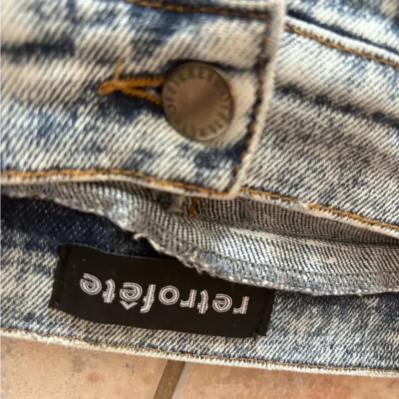 Retrofête jeans myla pant stone wash denim acid bottoms cropped trousers joggers
