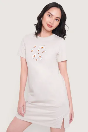 Round Neck Shift Dress with Floral Print