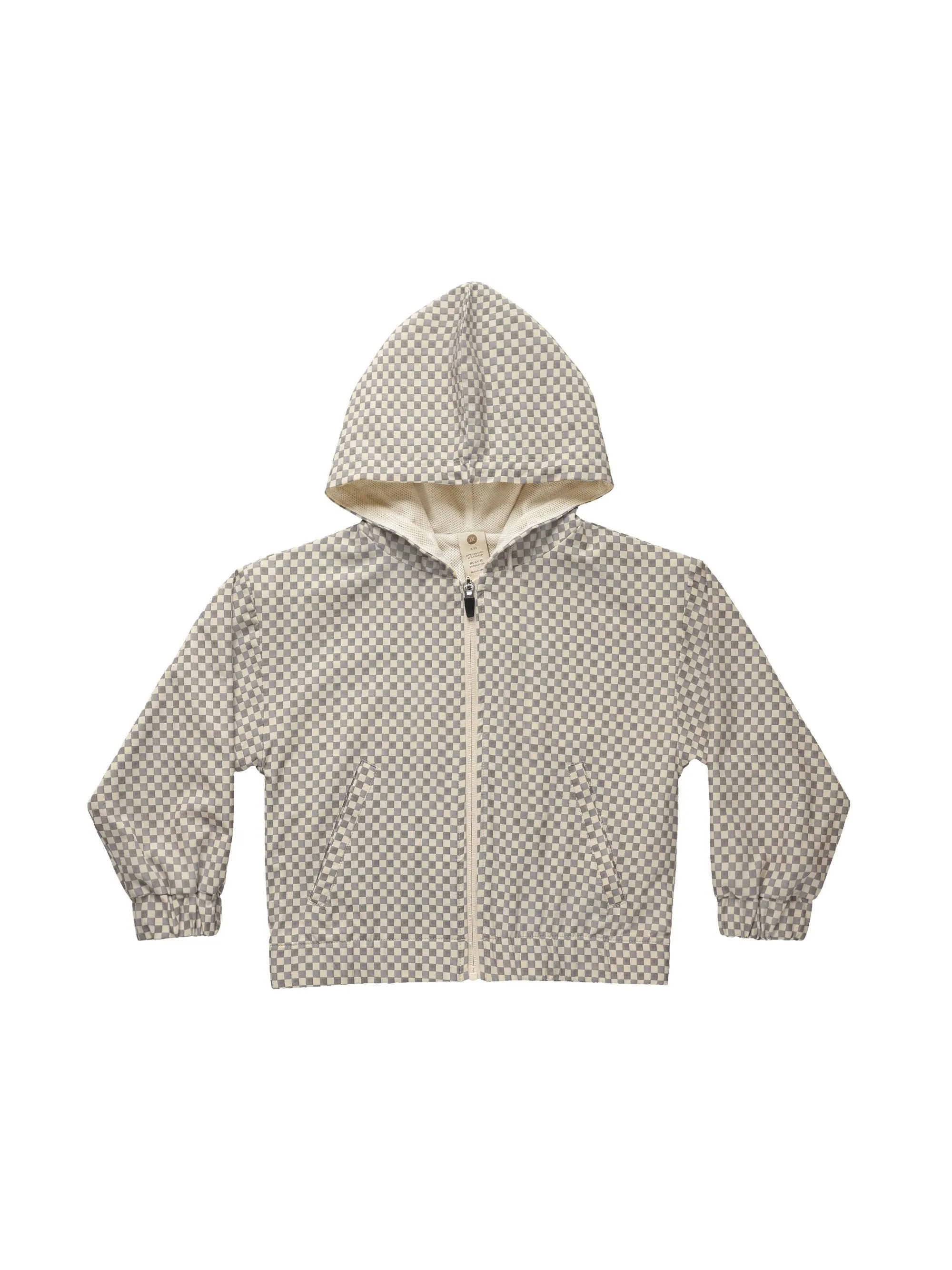 Rylee & Cru - Play Hooded Windbreaker - Grey Micro Check
