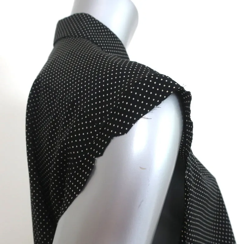 Saint Laurent Cutoff-Sleeve Silk Shirt Black Polka Dot Size 36 Collared Blouse