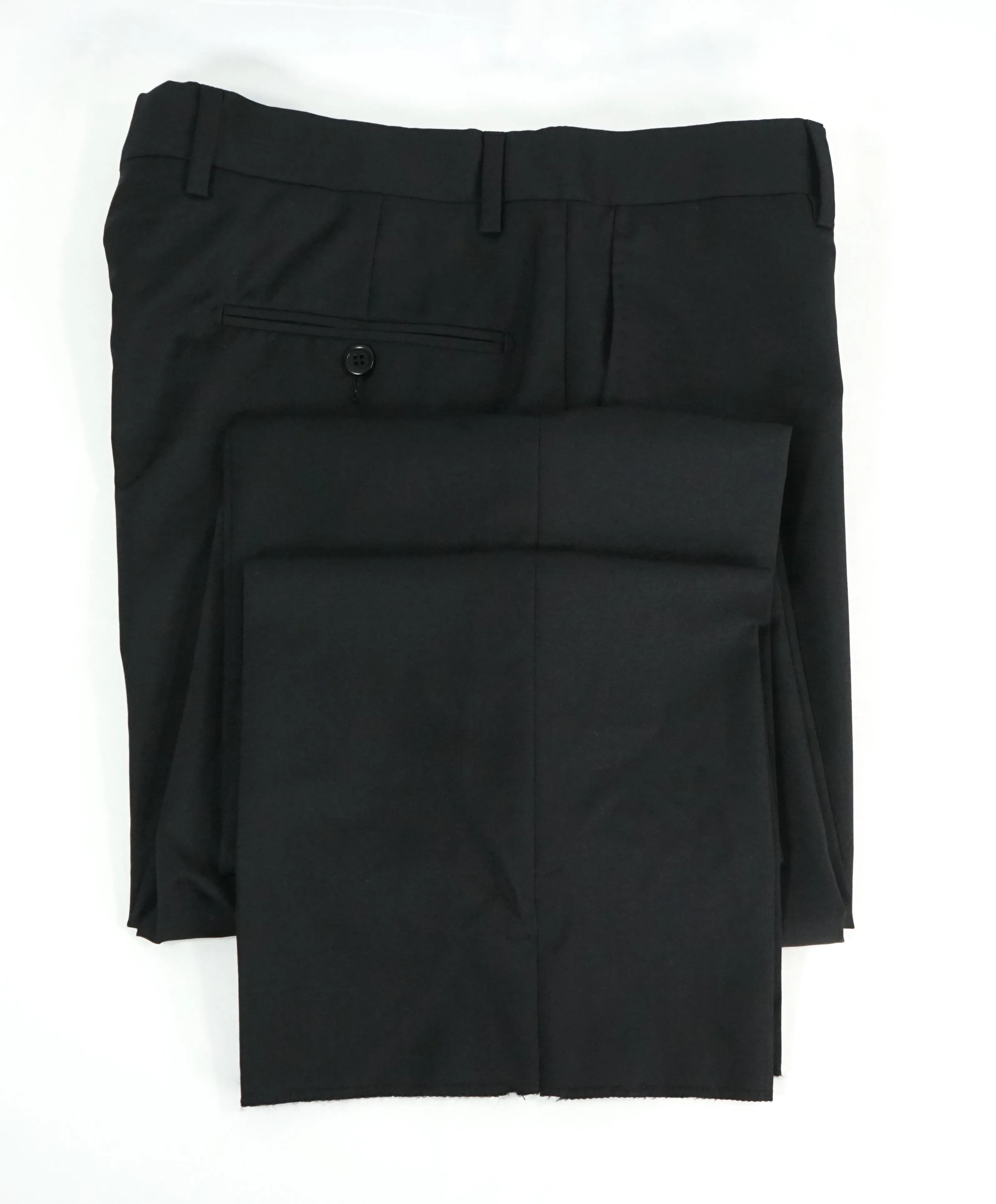SAKS FIFTH AVE -Black Wool & Silk MADE IN ITALY Flat Front Dress Pants- 30W