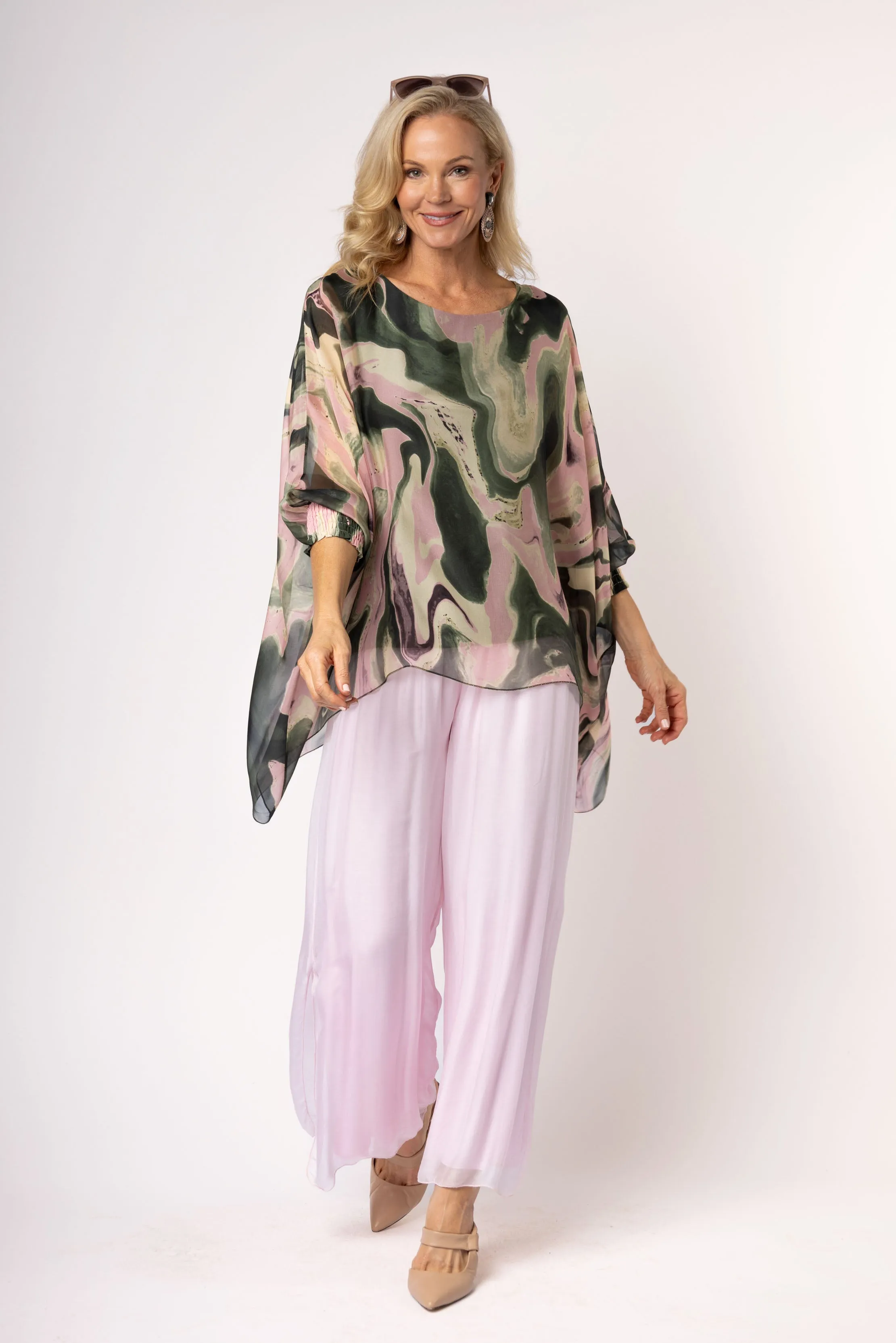 Samira Silk Top in Khaki