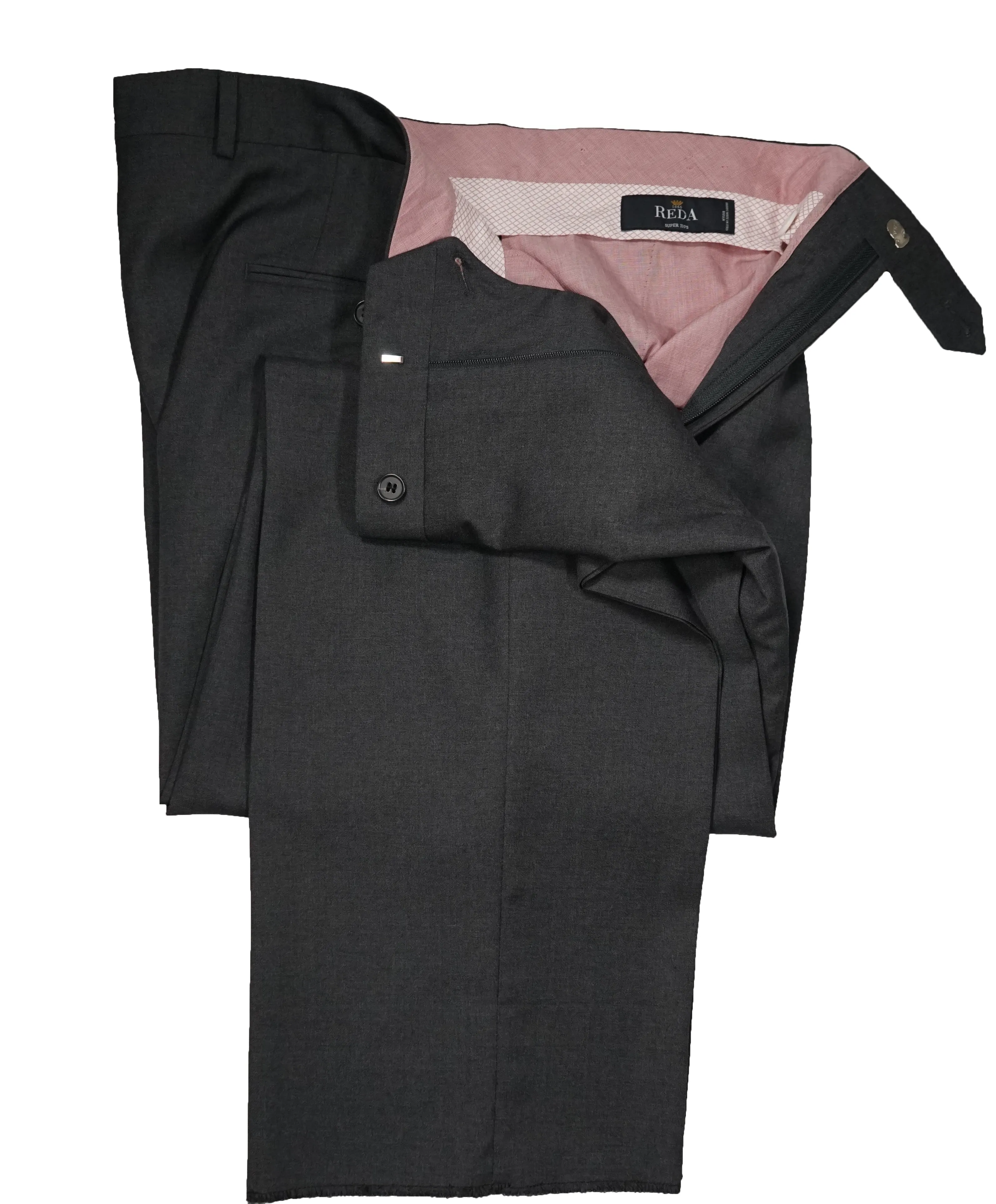 SAMUELSOHN - REDA 110’s Wool Gray Flat Front Dress Pants - 37W