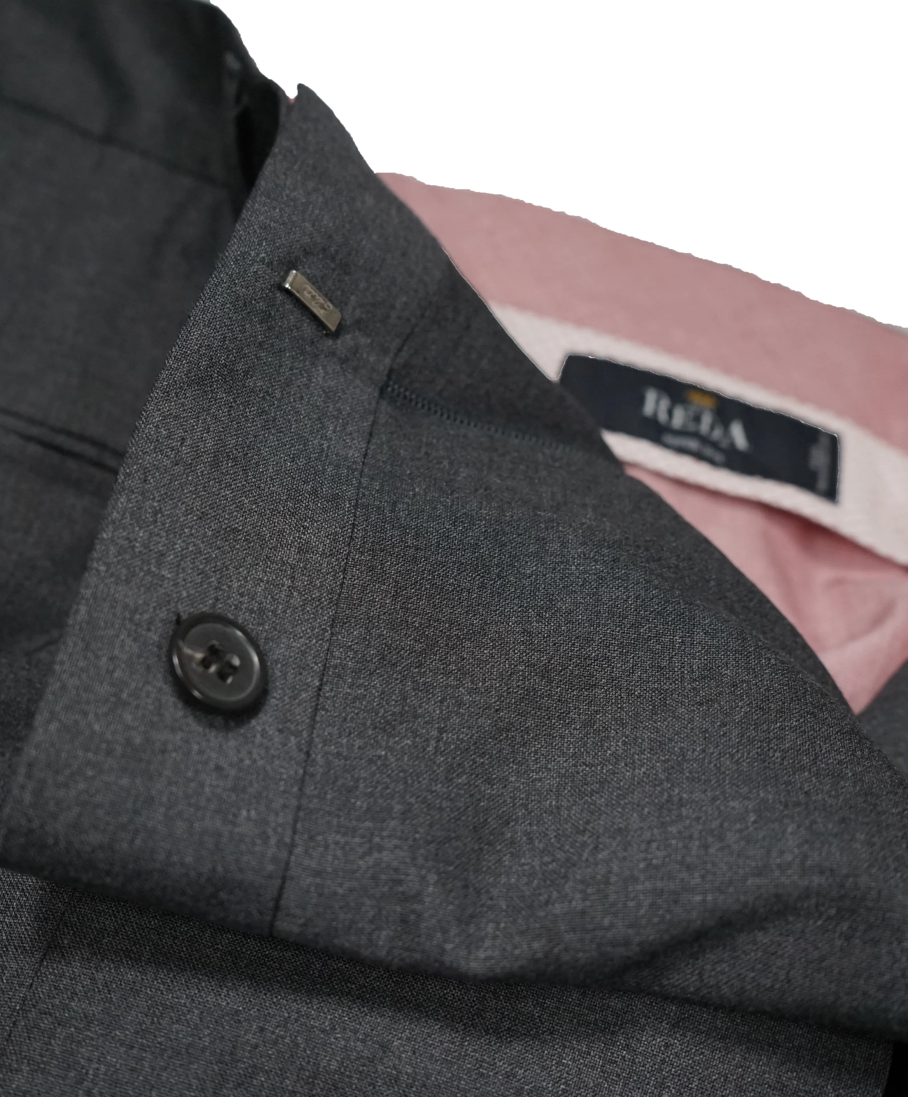 SAMUELSOHN - REDA 110’s Wool Gray Flat Front Dress Pants - 37W