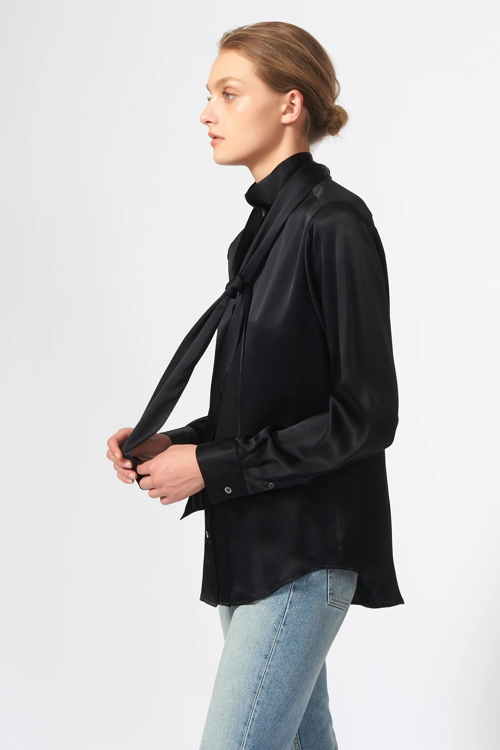 Scarf Tie Blouse - Black