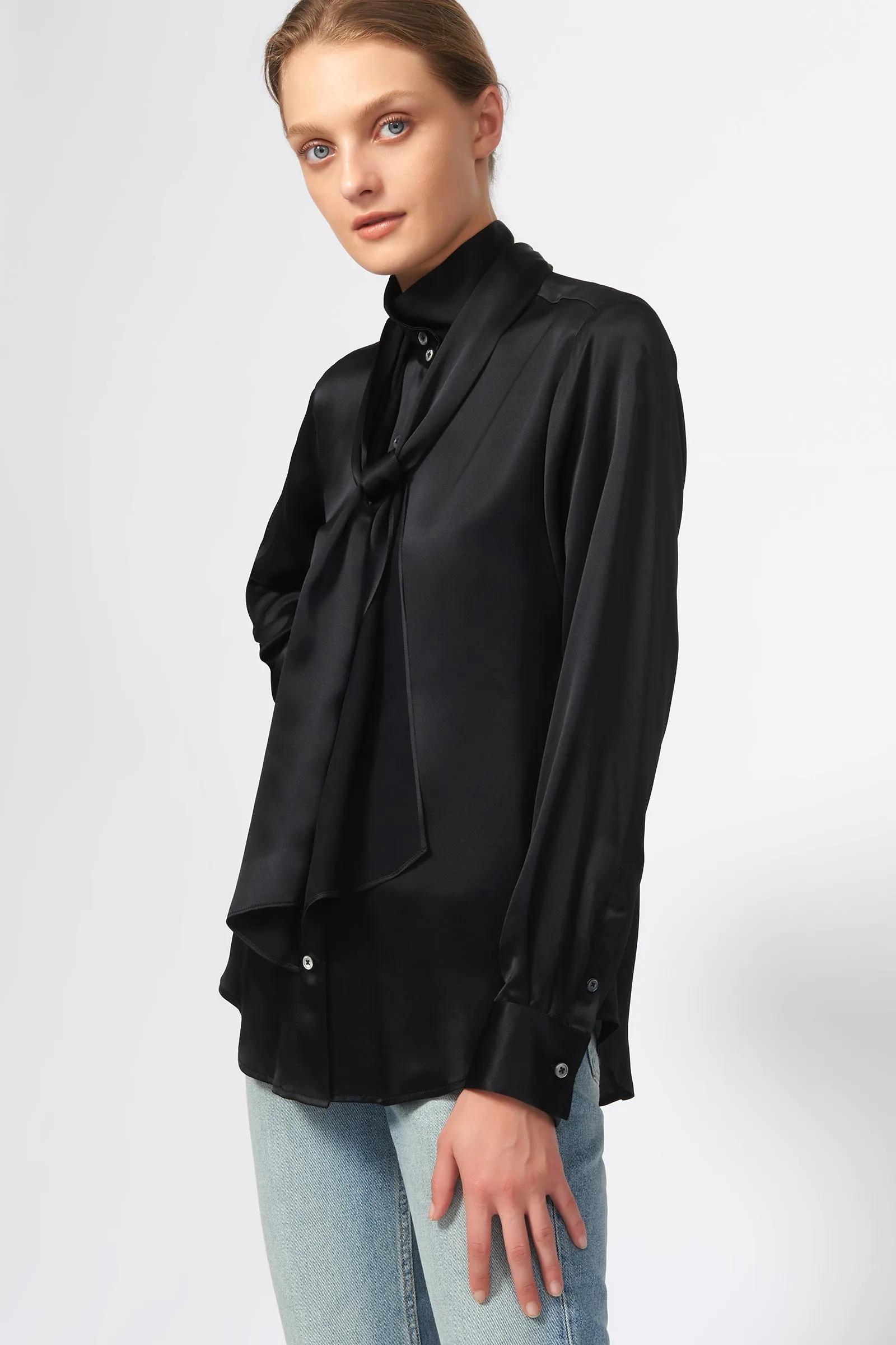 Scarf Tie Blouse - Black