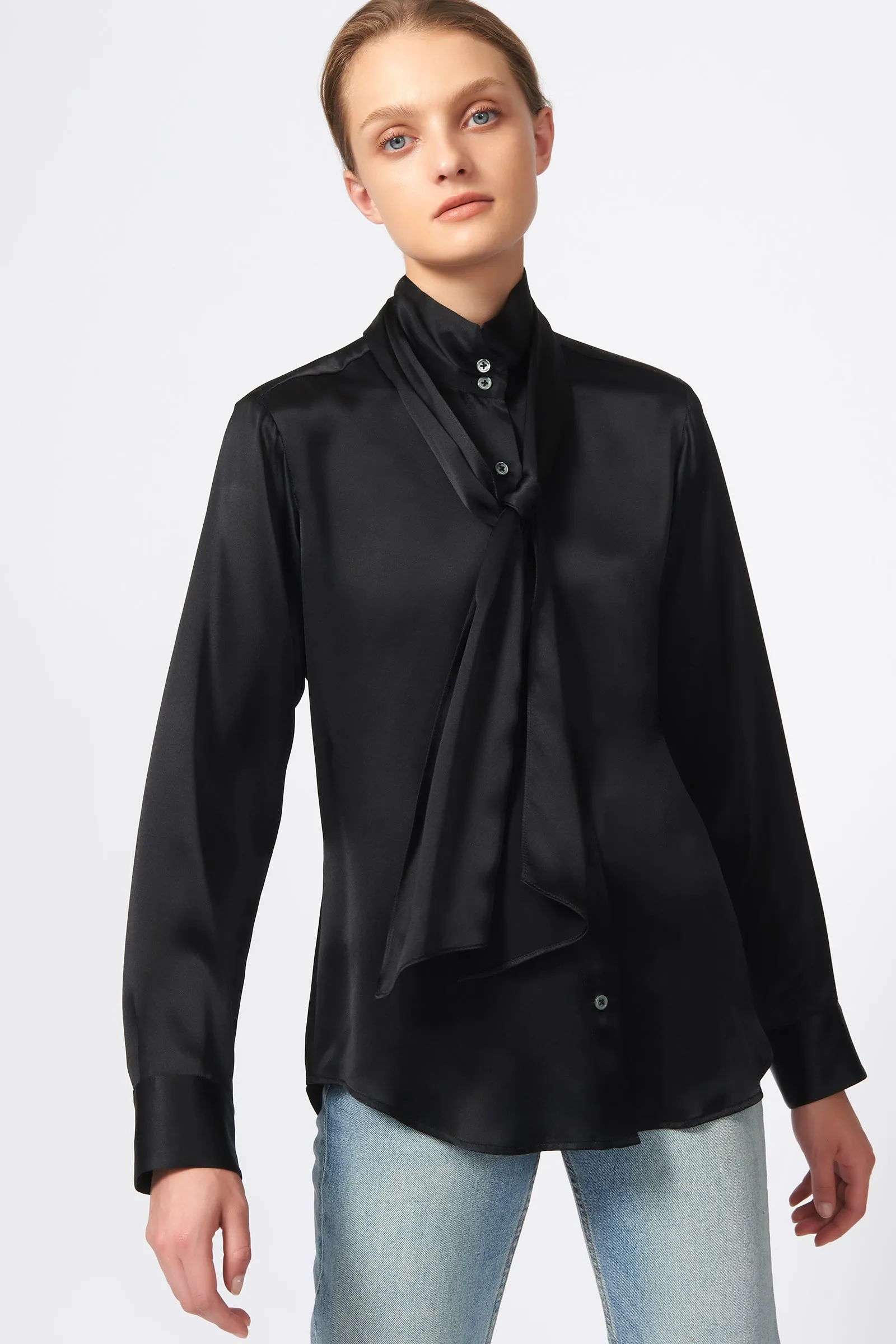 Scarf Tie Blouse - Black
