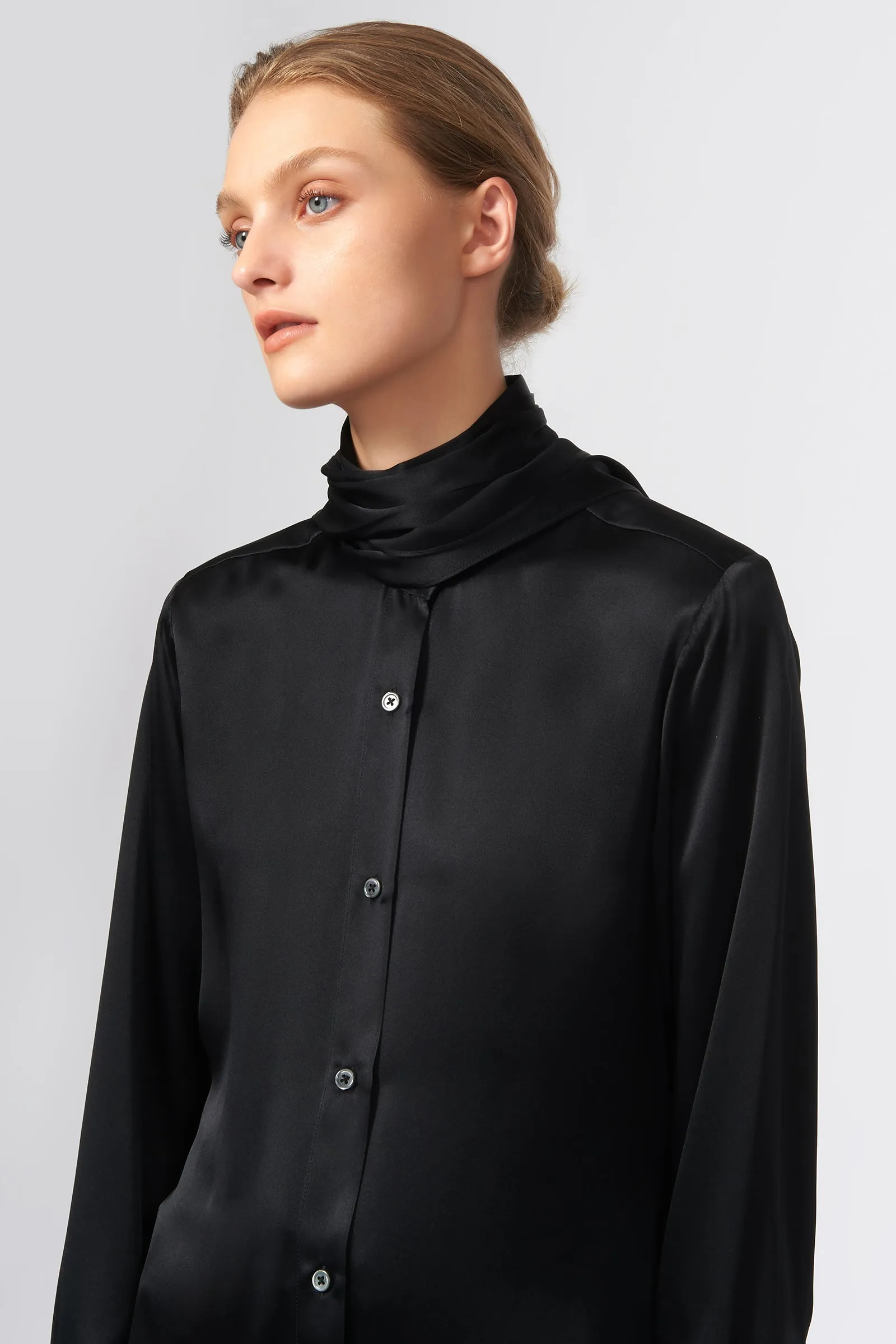 Scarf Tie Blouse - Black