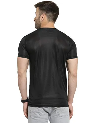 Scott International AWG All Weather Gear Men's Polyester Round Neck T-Shirt (AWGDFT-BL-S, Black)