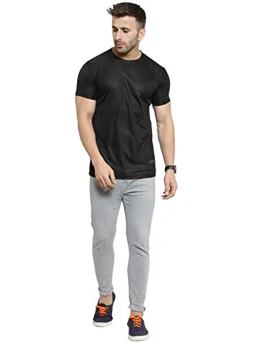 Scott International AWG All Weather Gear Men's Polyester Round Neck T-Shirt (AWGDFT-BL-S, Black)