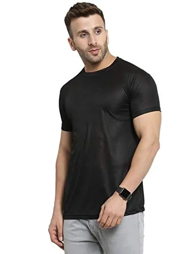 Scott International AWG All Weather Gear Men's Polyester Round Neck T-Shirt (AWGDFT-BL-S, Black)