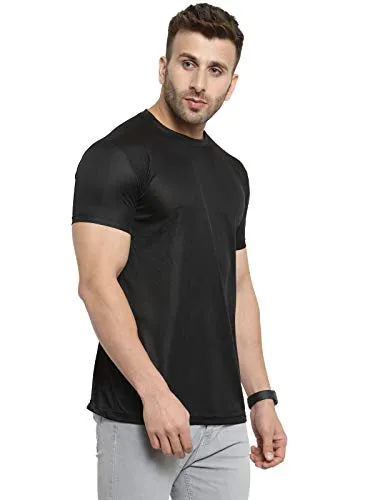 Scott International AWG All Weather Gear Men's Polyester Round Neck T-Shirt (AWGDFT-BL-S, Black)