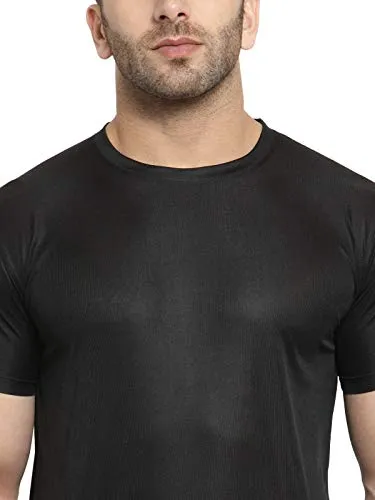 Scott International AWG All Weather Gear Men's Polyester Round Neck T-Shirt (AWGDFT-BL-S, Black)