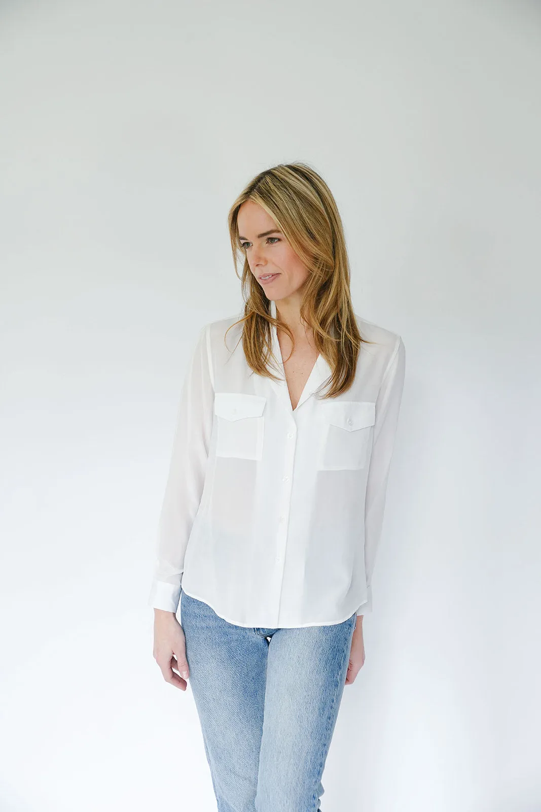 Serena Shirt with Pockets in Essential White