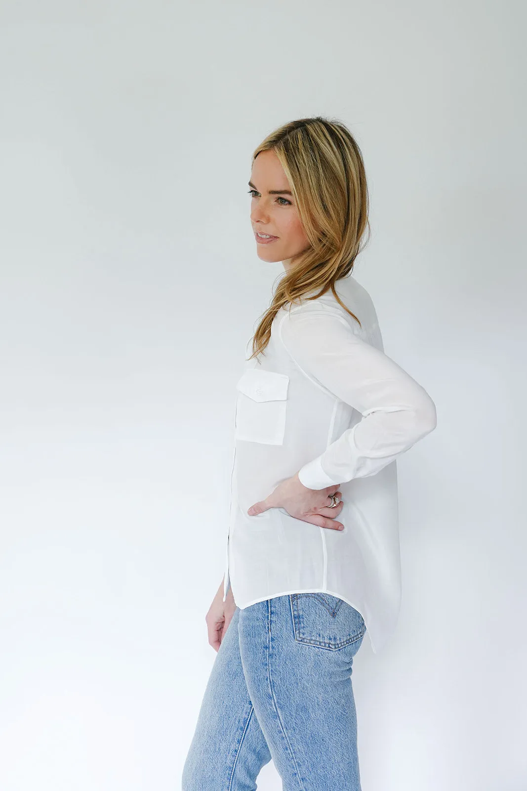 Serena Shirt with Pockets in Essential White
