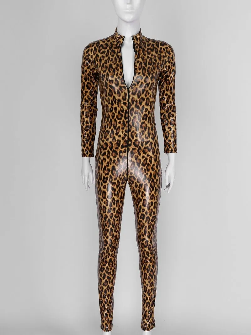 Sexy Bodysuit | Bodysuit | Womens Bodysuit | Womens Jumpsuit | Leopard Print Bodysuit | Leopard Print Catsuit | Leather Bodysuit | Cosplay