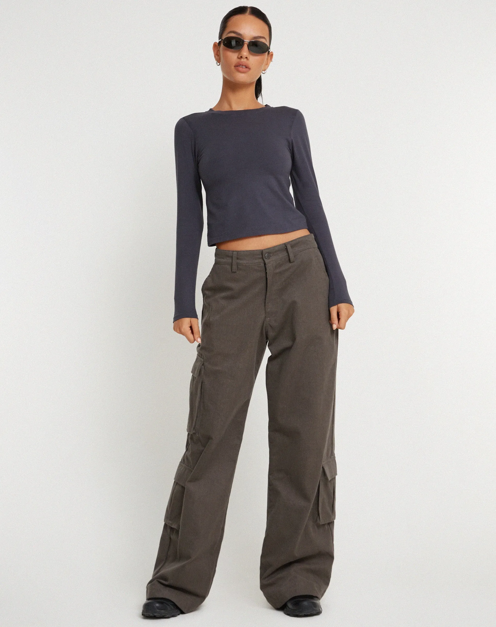 Shan Wide Leg Trouser in Dark Grey