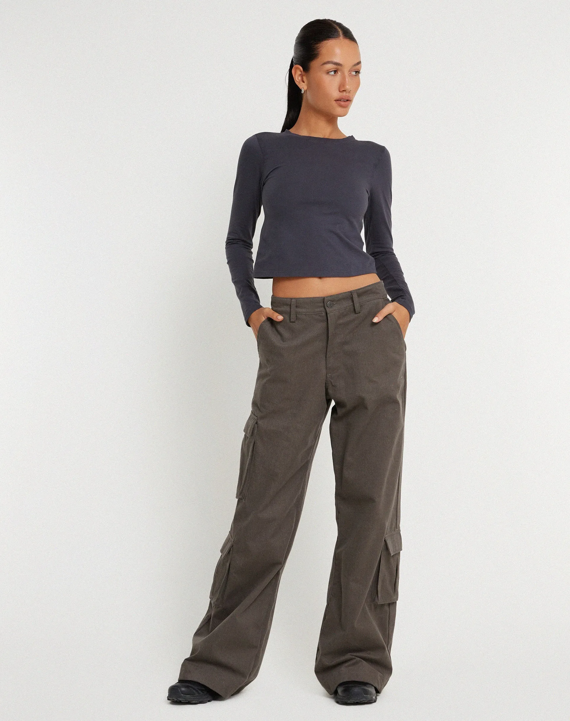 Shan Wide Leg Trouser in Dark Grey